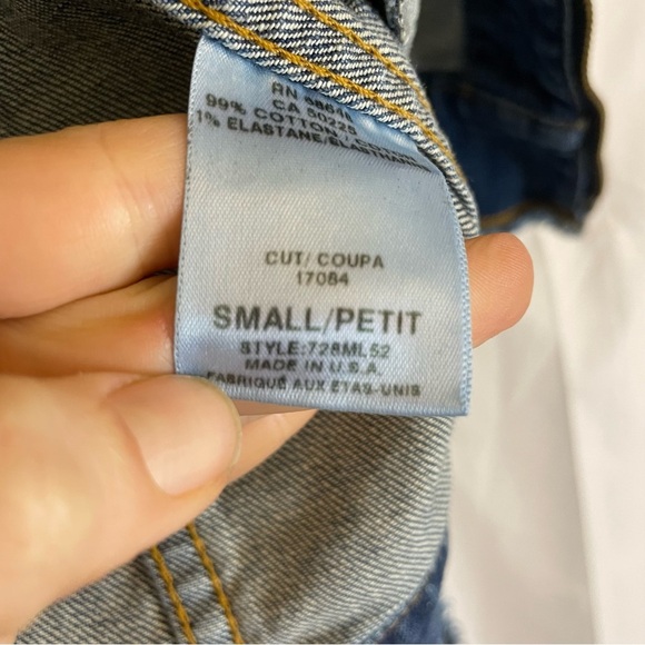 ALLEN B Women’s Jeweled Distressed Jean Jacket Cropped Sleeves Size Small - Picture 11 of 16